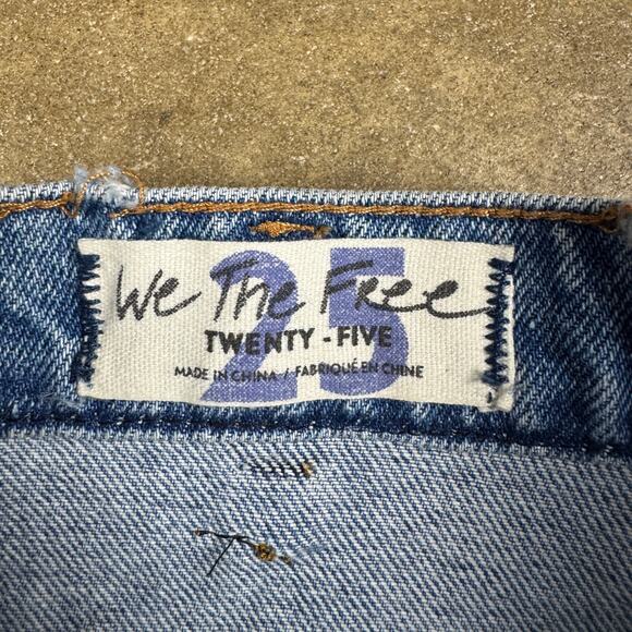 Free People Parker Wrap Mini Skirt Women’s 25 Blue Distressed Denim Raw Hem - Picture 5 of 10